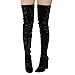 CAPE ROBBIN GD80 Women's Snug Fit Inside Zip Stretchy Block Heel Thigh High Boot