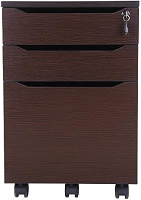 Decho 3 Drawer Wood Mobile File Cabinet Fully Assembled Except Casters Letter Size A4 Walnut Desk Accessories Storage Products Amazon Com Au