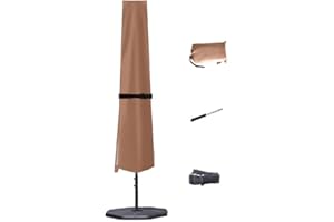 CoverFml Patio Umbrella Cover with Rod, for 6Ft to 9Ft Outdoor Parasol, Protective Waterproof and UV-Resistant, Market Umbrella Covers, with Zipper, Black (Coffee-M)