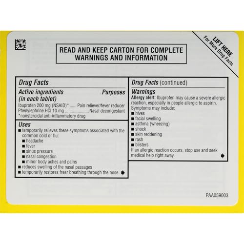 ADVIL SINUS CONGESTION AND PAIN, SINUS RELIEF MEDICINE, PAIN RELIEVER AND FEVER REDUCER WITH IBUPROFEN AND PHENYLEPHRINE HCL – 20 COATED TABLETS