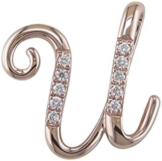 JMS Jewelry18K Rose Gold Initial "U" Pave with Diamond Pendant (85)