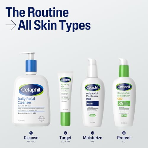 CETAPHIL FACE MOISTURIZER, DAILY OIL FREE FACIAL MOISTURIZER WITH SPF 35, FOR DRY OR OILY COMBINATION SENSITIVE SKIN, FRAGRANCE FREE FACE LOTION
