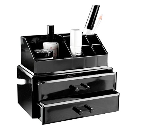 Compactor 2 Drawer Jewellery and Makeup Organiser, Black