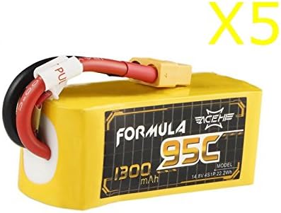 ACEHE 5x Formula 1300mAh 14.8V 4S 95C Lipo Battery Multibuy Bundle