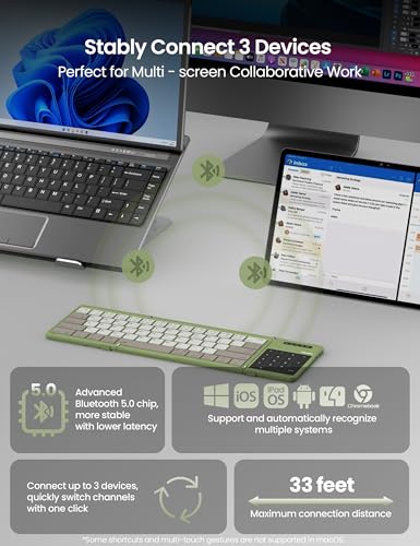 Nillkin Foldable Bluetooth Keyboard Folding with Touchpad & Number Pad, Portable Wireless Full Size Travel Keyboard with Trackpad for PC Laptop iPad Tablets Smartphone, Silicone Leather Cover, Black