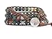 Tree of Life Bracelet Fancy Jasper Beaded Leather Wrap (Silver Plated Button)
