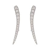 L&N Rainbery Bar shape Diamond Ear Climber Earrings Hypoallergenic 14K gold and silver climber earrings jewelry (Silver)