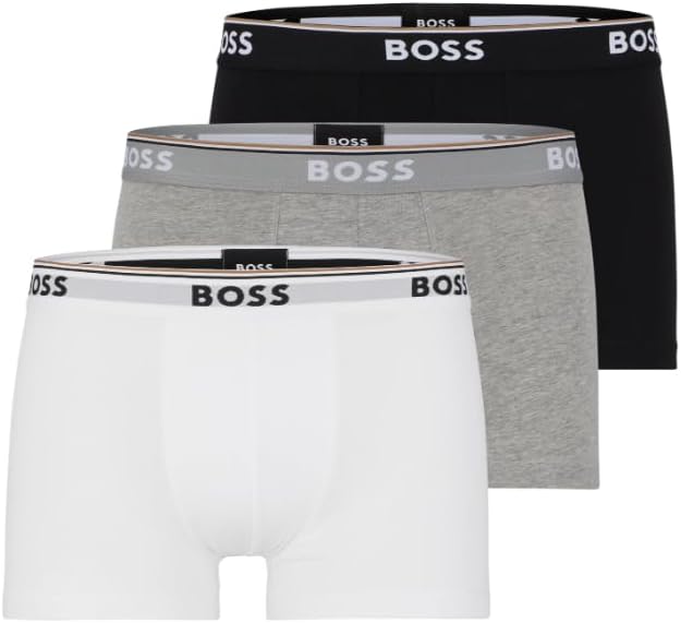 - Pack de 3 cuecas de algodão elástico de corte regular, branco/cinzento/preto (branco/cinzento/preto), X-Large