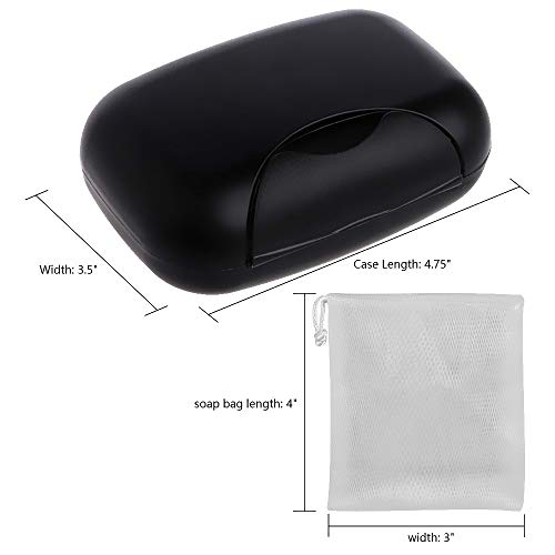 Vonpri Soap Dish, Portable Soap Holder Case for Shower Bathroom (Black 1 Pack)