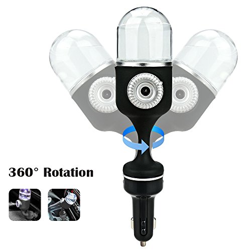 Anpress Car Humidifier, Cool Mist Air Purifier 360° Rotation Neck Mini Essential Oil Diffuser Car Air Freshener with Auto Shut-Off System 2 USB Ports Charger for 12V Car/24V Vehicle (Black)