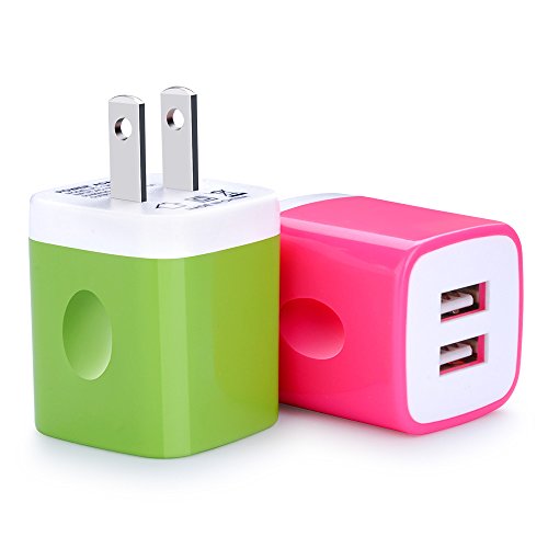 USB Wall Charger, Charger Adapter, Ailkin 2-Pack 2.1Amp Dual Port Quick Charger Plug Cube for iPhone 7/6S/6S Plus/6 Plus/6/5S/5, Samsung Galaxy S7/S6/S5 Edge, LG, HTC, Huawei, Moto, Kindle and More