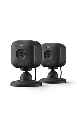 Blink Mini 2K+ (newest model) – Plug-in Home & Pet Security Camera with 2K video resolution, color night vision, enhanced audio, motion detection – 2 cameras (Black)