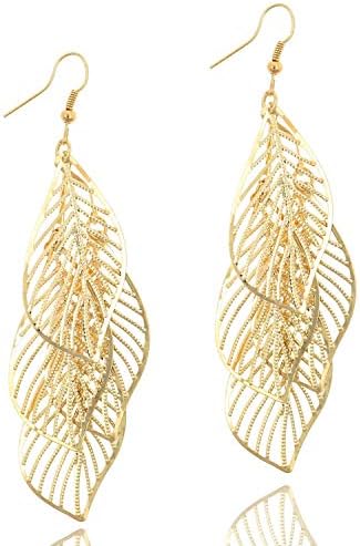 Filigree Leaf Cluster Fashion Chandelier Drop Dangle Earrings for Women