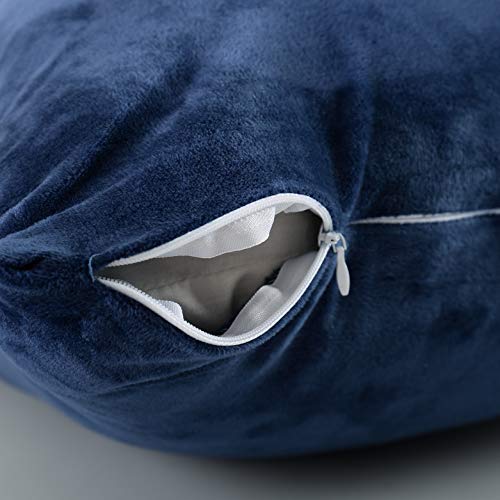 Evolive Soft Micromink Euro Sham Cover Pillowcase Replacement with Zipper Closure (Navy, 26"X26")