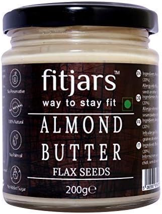 FITJARS All Natural Almond Butter (Badam) with Flax Seeds-200 G