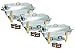 Tiger Chef 3-Pack 8 Quart Full Size Buffet Chafing Dish Set with Gold Accents and Gel Fuel Cans