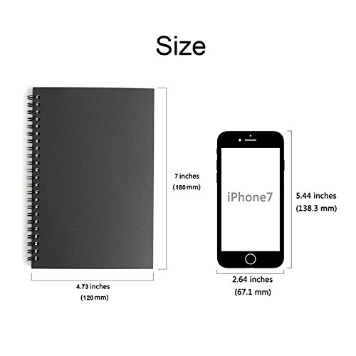 Soft Cover Spiral Journal Notebook (2-Pack), Alloyseed Wirebound Memo Notepads Blank Sketchbook Diary Notebook Planner Unlined Paper, 100 Pages, 50 Sheets (black+brown) - Thumbnail 6