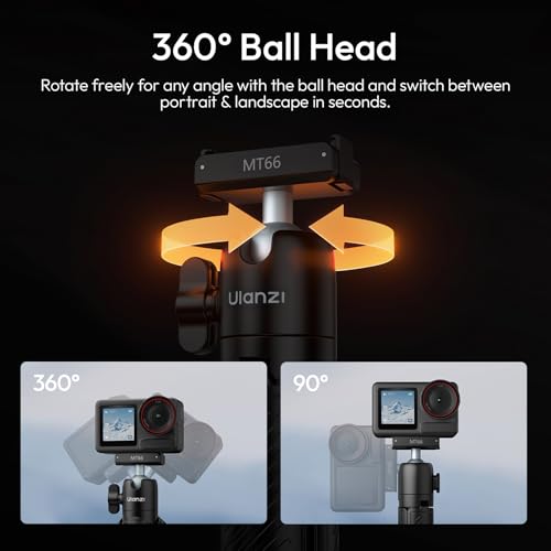 ULANZI MT66 Magnetic Mini Extension Rod Tripod for DJI Osmo Action 5 Pro/4/3/Osmo 360, with Backpack Velcro Strap for Vlog Video Recording, Multi-Modes Backpack Clip/Selfie Stick/Handle Grip