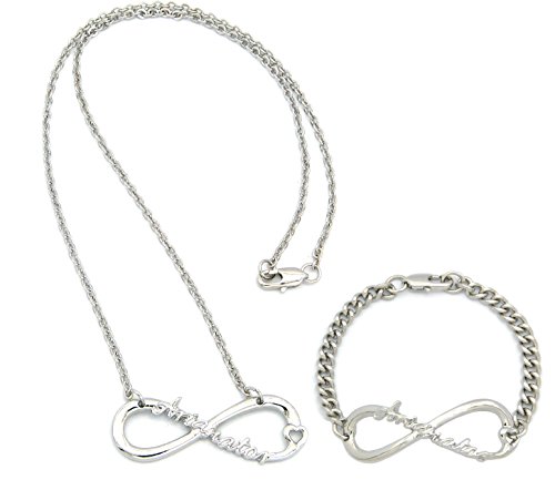 Silver Tone Celebrity's Fan Club Arianator Infinity Pendant 18" Necklace-Bracelet Set