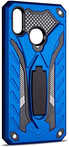 Case for Oppo Realme 3 + Tempered Glass Screen Protector, [Military Grade Shockproof Protection] Dual Layer Full-Body Rugged Heavy Duty Armor with Built-in Adjustable Kickstand (Blue)