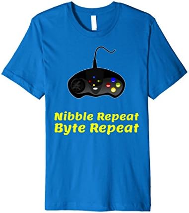 Mens Nibble Byte Gamer Geek Video Console Funny T Shirt 2XL Royal Blue