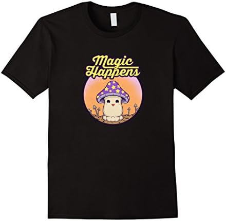 Men's Magic Happens Funny Morel Mushroom Shirt Small Black