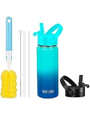 QIMUKKX Water Bottle with Straw Lids, 32oz, 40oz, 64oz, 18oz Modern Insulated Double Vacuum Stainless Steel Water Flask, Cold for 24 Hrs Hot for 12 Hrs Simple Thermo Canteen Mug