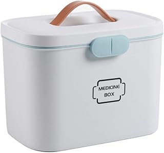 Ysoom Medizinbox 27 x 18 x 17 cm Plastik Erste Hilfe Box Aufbewahrungskasten Medizin Box mit Griff mit herausnehmbarem Ablagefach Arzneimittelbox Medikamentenbox Organizer (Grey)