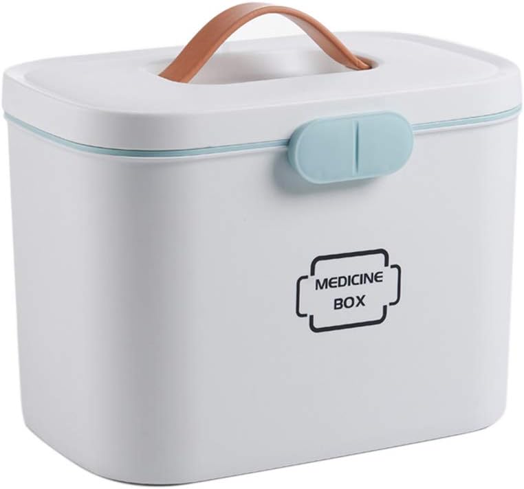 Ysoom Medizinbox 27 x 18 x 17 cm Plastik Erste Hilfe Box Aufbewahrungskasten Medizin Box mit Griff mit herausnehmbarem Ablagefach Arzneimittelbox Medikamentenbox Organizer (Grey)
