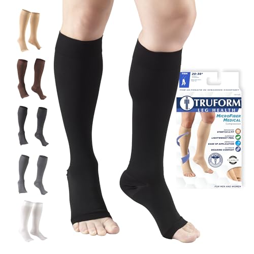 Truform 20-30 mmHg Compression Stockings for Men and Women, Knee High Length, O…