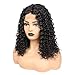 FAVE 14 Inch Curly Bob Human Hair Wigs for Black Women Brazilian Virgin With Baby Hair Remy Afro Curly Lace Front Human Hair Wigs Middle Part Wig Human Hair 150% Density Natural Color (14 inch)