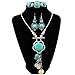XY Fancy Retro Craft Vintage Look Antique Silver Plated Snail Pendant Necklace Bracelet Earrings Real Turquoise Jewelry Sets (S001)