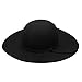 Fashion Vintage Black Lady Wide Brim Wool Felt Bowler Fedora Hat Floppy Cloche