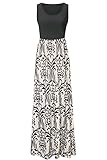 Zattcas Womens Summer Contrast Sleeveless Tank Top Floral Print Maxi Dress Black Taupe Small
