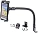 DigiMo 2-in-1 Cell Phone Car Holder or Tablet Car Mount with Flexible Gooseneck and Swivel Cradle for Apple iPad Mini, iPhone 13 12 11 XR 8 7 Pro, Samsung Galaxy S21 S20 S10 S9 Z Fold and More - Black