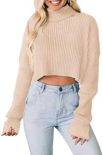 SOLY HUX Sweaters for Women Turtleneck Wrap Asymmetrical Hem Knit