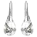 Sterling Silver Made with Clear Swarovski Crystals Water Twist Drop Hook Pierced Earrings
