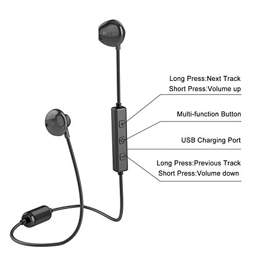 Auricolari Bluetooth, Cuffie Bluetooth V4.1 Stereo Wireless Senza Fili Magnetiche con Microfono Auricolare Sport per Phone e Android Samsung Galaxy Note Huawei Xiaomi Sony (Nero) … (Q6-Nero)