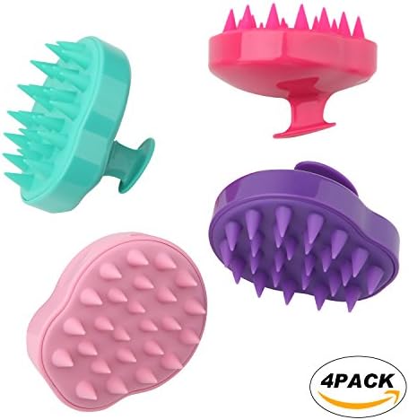 Hair Scalp Massager MerryMore Shampoo Massage Brush Silicone Body Washing Sponge 4 color (4 pack)