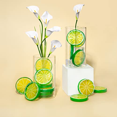 BigOtters Fake Lemon Slices, 24PCS Assorted Colors Artificial Fruits 2 Inches Fake Lemon Lime Orange Slices Faux Fruits Kitchen Decor Table Centerpiece Ornaments Themed Party Wedding Crafts Projects
