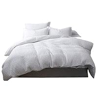 Lausonhouse 100% Cotton Waffle Weave Duvet Cover Set - Queen White