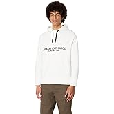 Armani Exchange mens Cotton French Terry Utility Logo Drop Shoulder Pullover Hoodie Sweatshirt