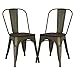 Poly and Bark Trattoria Side Chair with Elm Wood Seat in Bronze (Set of 2)