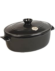 Emile Henry Made In France Flame Oval Stewpot Dutch Oven, 6.3 quart, Charcoal