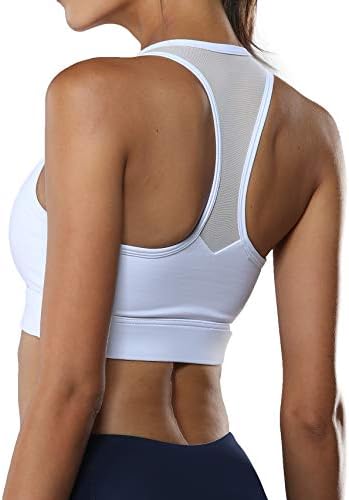 FIRM ABS Mid Impact Active Sports Bra, Wireless Mesh Racerback Workout Bra Top