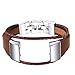 bayite For Fitbit Charge 2 Bands, Leather Bands Metal Clasp Fitbit Charge 2 Replacement Accessory Bracelet Light Brown Large