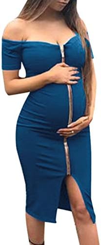 Caopixx Women Pregnant Maternity Nursing Breastfeeding Summer Zipper Bodycon Party Dress