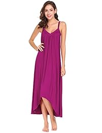 Ekouaer Camisón largo sin mangas para dama, vestido de noche de verano, de algodón