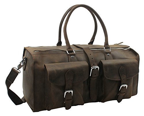 Vagabond Traveler Mens Cowhide Leather Overnight Travel Duffle Bag