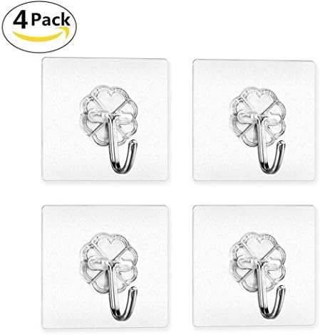 Strong Adhesive Hooks ATECKING 13.2lb/6kg(Max.) Nail Free Transparent Wall Hooks for Towel Clothes No Scratch, Waterproof and Oilproof Dorm Room Accessories